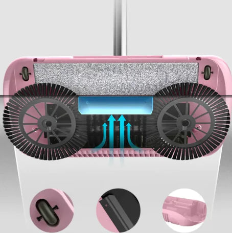 Sturdy Hand Push Sweeper, combining broom and dustpan for easy cleanup.
